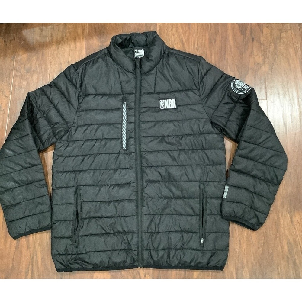 NBA Mens Puffer Jacket M Black Full Zip Official NBA Authorized Winter Coat